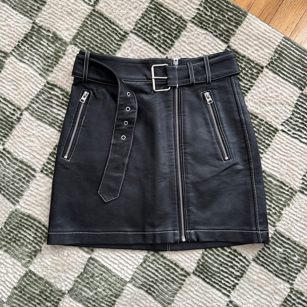 Topshop Black Vegan Leather Skirt